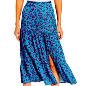 PAIGE Bestia Floral-Print Tiered Midi Skirt XS